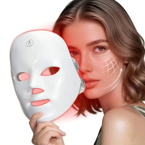 xiongliehuo Red Light Therapy for Face, 7 Color Red Light Facial Masks, At-Home Facial Care Device, Portable, Cordless, and Rechargeable