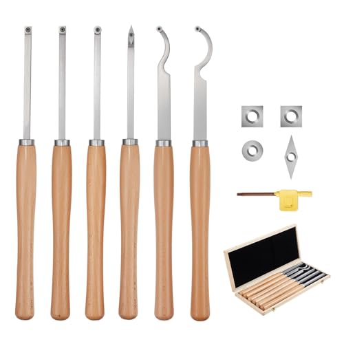 VEVOR Wood Lathe Turning Tool Set, 6PCS Lathe Roughing Finis...