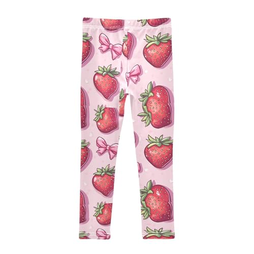 Hand Drawn Red Strawberry Girls Leggings Kids Yoga Pants Dance Active Tights 4T2