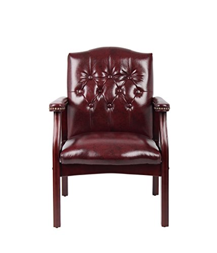 BOSS Office Products B959-BY Ivy League Executive Guest Chair, Oxblood