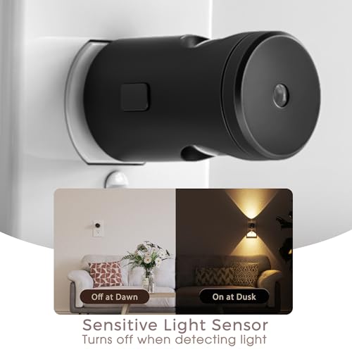 Image of Briignite LED Night Light Project 180 Rotating Night Lights Plug into Wall | 2 Pack Mini Lens, Dusk to Dawn Sensor, 3000K /5000K /Amber Dimmable Nightlight for Hallway Bathroom Room Decor
