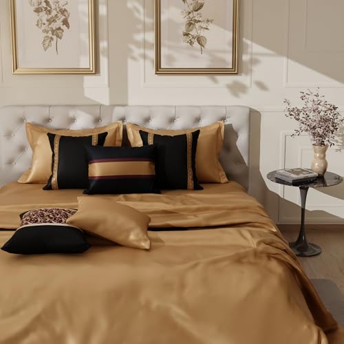 Image of Stoa Paris Cushion Covers for Home, Digital Printed Pillow Covers Set of 5, Throw Cushion Covers for Bed, Sofa, Home Decor - Eternal Glow, Midnight Black, Velvet Wine