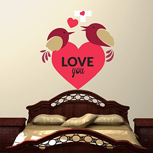 Ainan Decor ' Love Birds ' Wall Sticker (PVC Vinyl, 60 cm x 64 cm, Multicolour)