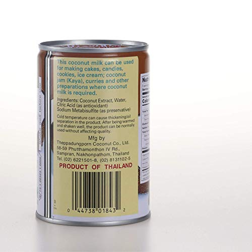 Chaokoh Coconut Milk Unsweetened 6 Pack - Premium, Canned Coconut Milk From Thailand, Lactose Free, Non Dairy Vegan Milk - For Curries, Drinks, Desserts, & More (13.5 Oz Per Can) #TOP6