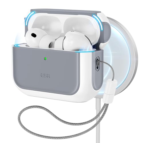 ESR Capa para AirPods Pro 3, compatível com AirPods Pro 3ª geração (2025), compatível com MagSafe, capa de proteção total contra quedas com cordão, branca