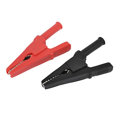 Sourcingmap 2 Pcs 83mm Long Red Black Plastic Crocodile Clamps Alligator Clips, Red, Black