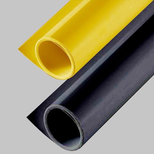 Image of SMILEDRIVE Photography Background Sheets, 60 x 120 cm, Black & Yellow | Waterproof, Wrinklefree, PVC Material