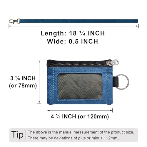 Image of CHENSPRX Minimalist RFID Blocking Small Wallet with ID Window,WaterResistant Zip Id Case Wallet with Lanyard Keychain for Cards,Cash,Travel,Women,Men