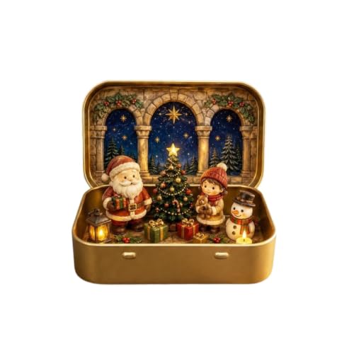 Christmas Mini Figurines Set in A Tin Box Tabletop Christmas Ornament - image 2