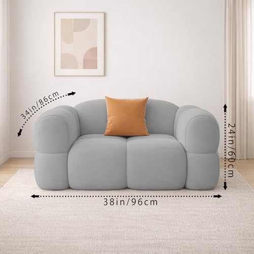 Image of Casaliving Vetras Modern Velvet Bubble Cloud Sofa, Tufted Design Upholstered 1 Seater Sofa Set for Living Room, (Grey Colour) Premium Velvet Fabric Sofa