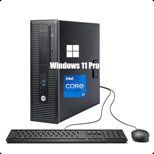 HP ProDesk 600 G1 SFF Ordenador de sobremesa, Intel Core i7 4770, 8 GB de RAM, SSD de 240 GB, WiFi, Bluetooth, Teclado QWERTY Estadounidense, Windows 11 Pro (reacondicionado)