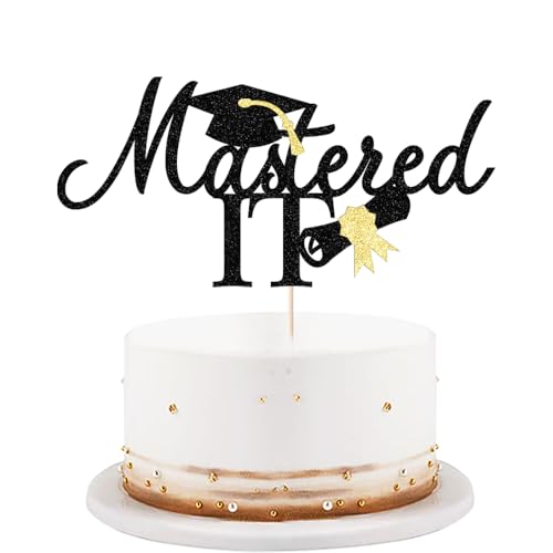 Black Glitter Mastered It Cake Topper,He Mastered That