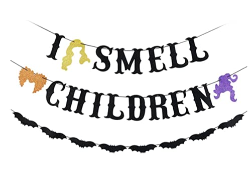 I Smell Bannière pour enfants avec paillettes noires et paillettes noires pour Halloween Cover