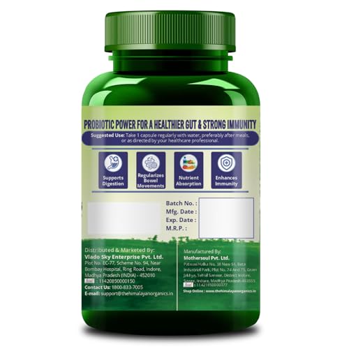 Image of Vlado's Himalayan Organic Probiotics 60 Billion CFU + 170Mg Prebiotics + 24 Strains Supplement - 10 Veg Capsules