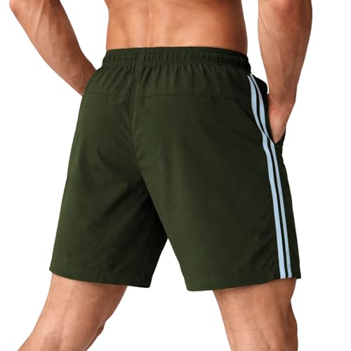 Image of NINQ Men's Sports Shorts with White Side Patti Design | Running Shorts for Men Gym Shorts for Men Workout | Stylish Mens Shorts Casual Wear Sports Shorts.