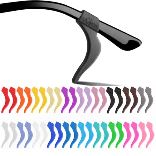 Image of MOLDERP Glasses Ear Grips, 20 Pairs(Colors) Eyeglass Anti-Slip, Comfortable Silicone Elastic Eyeglasses Temple Tips Sleeve Retainer, Prevent Eyewear Sunglasses Spectacles Glasses Slipping (Mix, L)