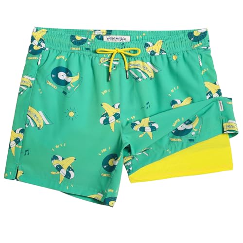 Image of maamgic 5inch Mens Swim Trunks with Compression Liner 2-in-1 Swimming Shorts Stretch Quick Dry with Zipper Pockets