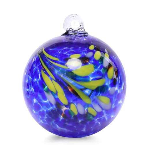 VCUTEKA Hanging Garden Gazing Ball, Hand-Blown Glass Witch Ball for Outdoor Garden Décor, 6" Blue Swirl