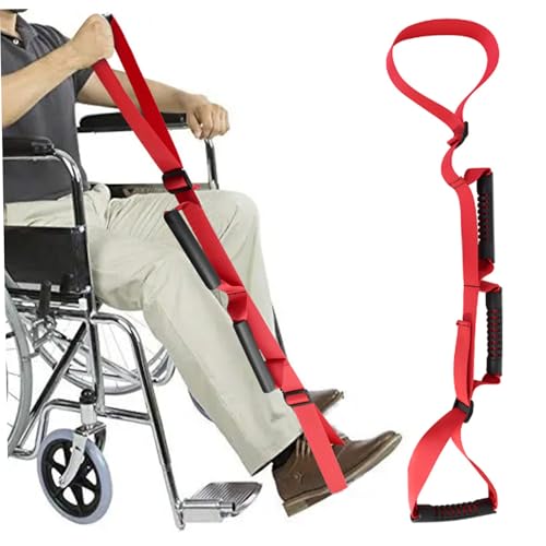 Long Leg Lifter Adjustable Leg Lifter Strap Tensile Resistance Hip Replacement Aids with Padded Handgrips Foot Loop for Wheelchair Bed Car
