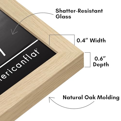 Americanflat 5x7 Picture Frame with Shatter-Resistant Glass - Streamline Collection - Thin Border Picture Frame for Tabletop and Wall Display - Hanging Hardware and Easel Stand Included - Natural Oak