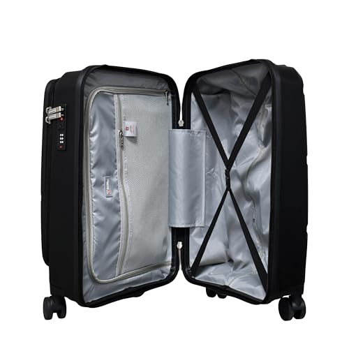 Image of SWISS MILITARY EDGEPRO 20 inch Hard Laptop Cabin Luggage Bag, Polypropylene Trolley Bag with Laptop Compartment up to 15.6 inch & 360 Spinner Wheels, Number Lock with Push Button Handle Trolley 55L