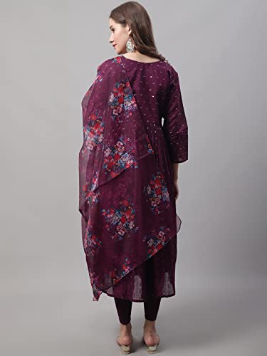 Women's Chanderi Modal Butti Kurta with Stretchable Leggings & Organza Dupatta Set4