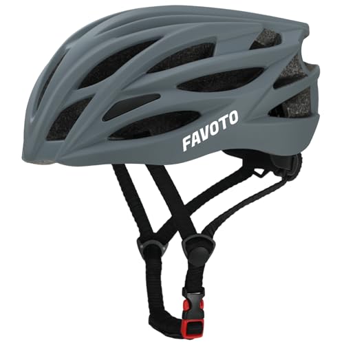 Favoto Bike Helmet for Adults Lightweight Bicycle Helmet for Men Women Adjustable Road Mountain Cycling Helmet Safety Protection Size 59-61cm Matte Gray