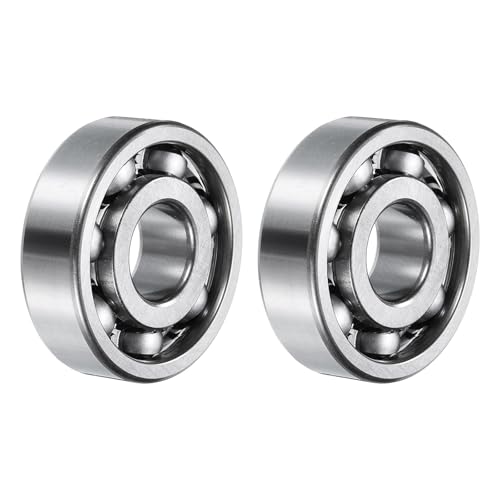 Image of sourcing map 6303 Deep Groove Ball Bearings, 2pcs 17mm I.D x 47mm O.D x 14mm Thick C3 Open Type Chrome Steel (ABEC5, Silver Tone)