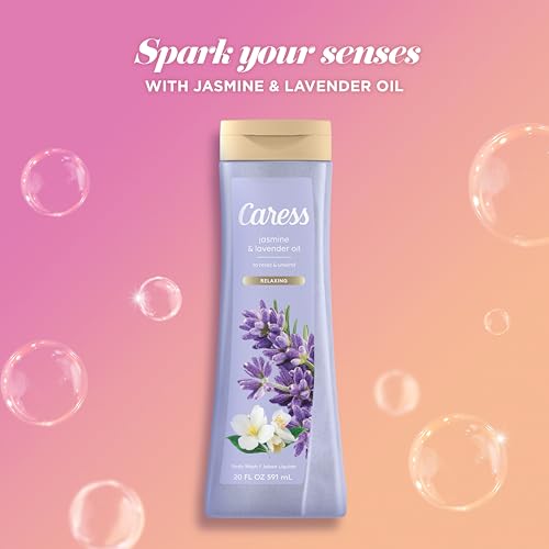 Image of Caress Body Wash Jasmine & Lavender Oil For Soft, Fragrant Skin Body Soap to Rest & Unwind 20 fl oz, Pack of 4