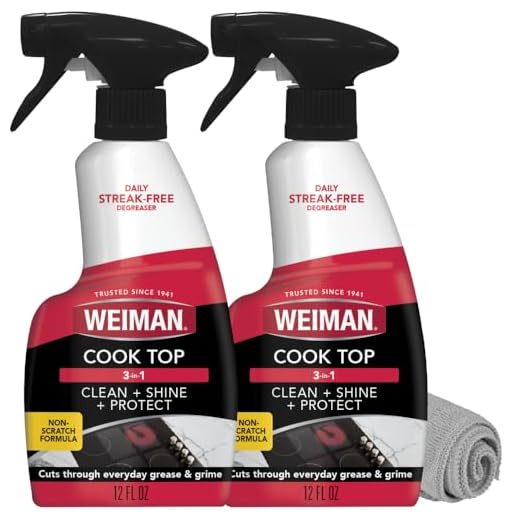 Weiman Ceramic and Glass Disinfecting Stovetop Cleaner - 12 Ounce 2 Pack - Daily Use Professional Home Kitchen Cooktop Cleaner and Polish