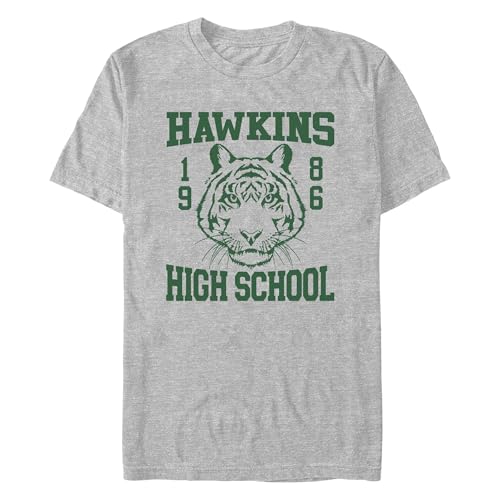 T-shirt Hawkins High School Stranger Things gris chiné grande taille 4XL pour homme