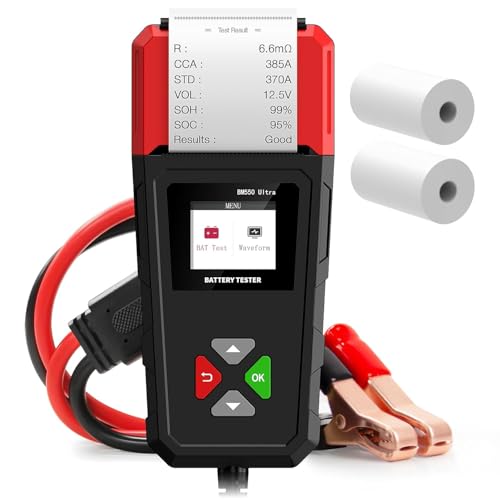 BM550U Autobatterietester mit Drucker Batterietester kfz 6V/12V/24V 100-2000CCA Batterietester für Autos LKW SUV ATV Boote Motorräder Fahrzeug