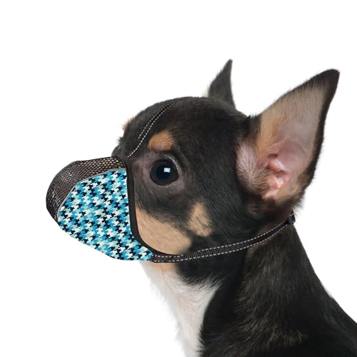 Image of Dog Muzzle for Extra Small Dogs Soft Air Mesh Muzzles Anti & Prevent Biting Chewing Barking Reflective Ajustable Full Coverage Dog Mouth Guard Cover for Grooming Scavenging Blue XS