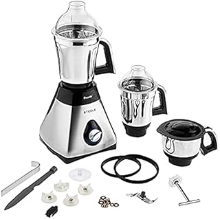 Preethi Steele 3-Jar Mixer Grinder, 550-Watt, Silver
