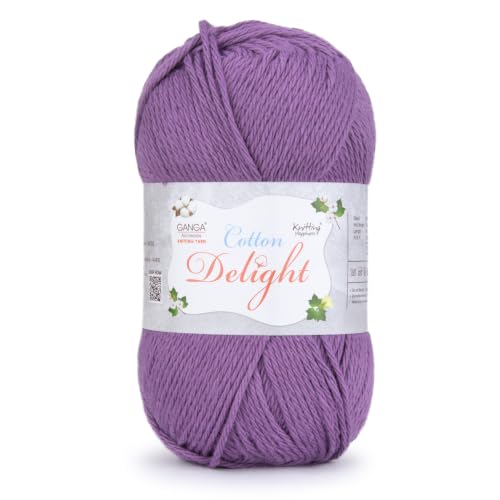 Image of Ganga Acrowools Cotton Delight, Dk Weight Cotton Yarn, Oekotex Class L Certified 100G, 169M (A Dark Amethyst)