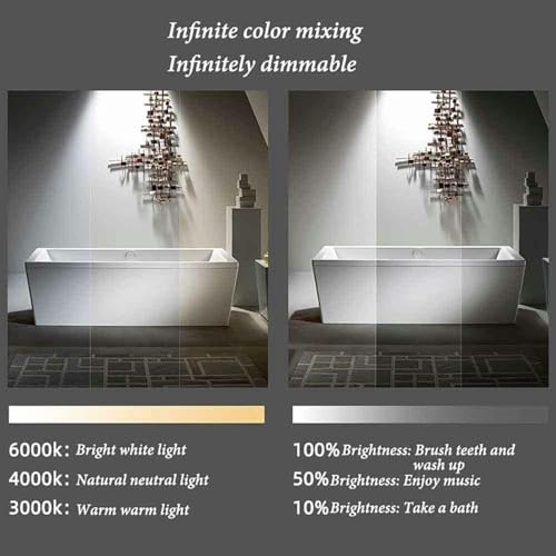 Miroir rétro-éclairé sans cadre à 3 couleurs ajustables pour mur - 5