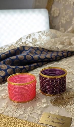 Image of NMII Glass with Plain and Glossy Finished Bangle Set For Women and Girls