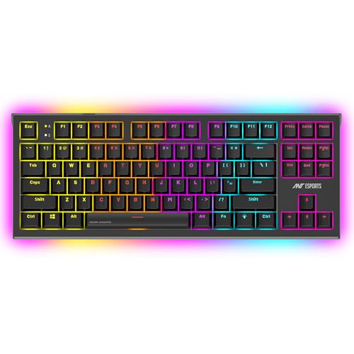 Image of Ant Esports MK1800 TKL Mechanical Wired Gaming Keyboard Blue Switch Hot-Swap Mech Keyboard 17 Modes RGB Backlit 87 Anti-Ghosting Anti Ghosting Keys, Dual Colour Injection Moulded Keycaps for PC-Black