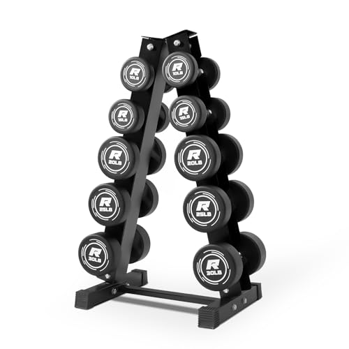 Ritfit 5-250 LBS PVC Encased Round Dumbbell sets with Knurled Handle and Optional Rack, Strength Training Equipment for Home Gym ((5+10+15+20+25)150LBS SET)