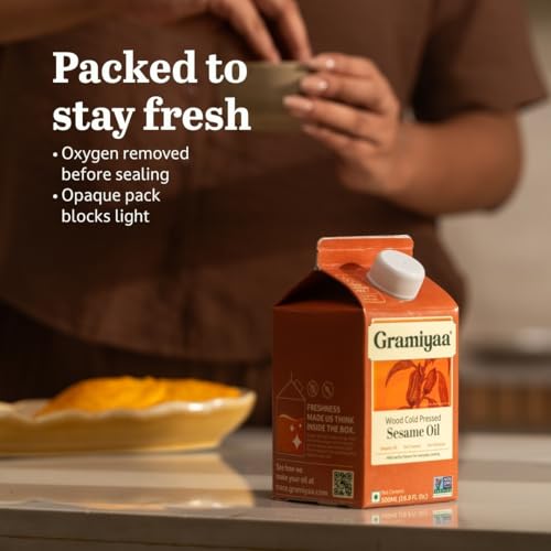 Image of Gramiyaa Cold Pressed Sesame oil 500 Ml | Traditionally Extracted | Chemical-free, Zero Trans-fat Cooking oil | Unrefined oil| Kachi Ghani Til for Cooking (500 Ml)