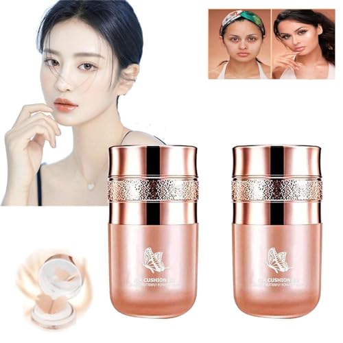 Butterfly Cushion BB Cream, Air Cushion CC Cream, Moisturizing Concealer Makeup Base Primer BB Liquid Foundation, Effectively Cover Skin Imperfections, Conceals Pores, Easy To Use (Mixed 2pcs)