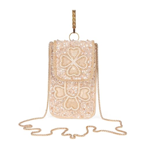 Image of J I ACCESSORIES Velvet Saree Clutch Mobile Pouch Waist Clip Ladies Purse Gift For Women