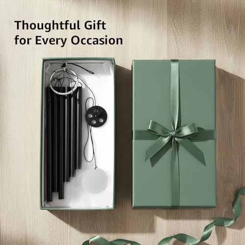 Image of Amazon Basics Decorative Wind Chimes for Balcony, Home & Garden | Pleasant Sound | Handcrafted | Metal Chime for Home Decor & Gifting | Color: Black | Material: Aluminum | Size: 80L x 12W x 12H cms