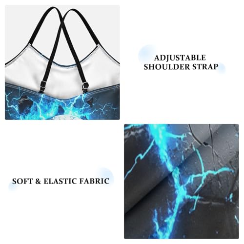 Pigsaly Girls One Piece Swimsuits Football Electric Blue Lightning The Ball Kids Cross Back Swimwear Sport Bathing Suit 3T3