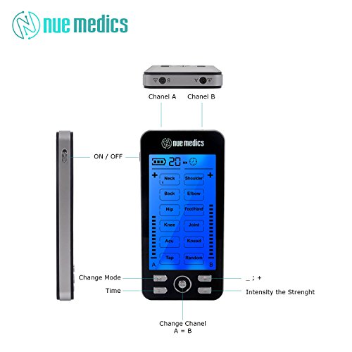 Tens Unit Machine Pulse Massager 24 Massage Modes Rechargeable Muscle Stimulator Device with 10 Pads