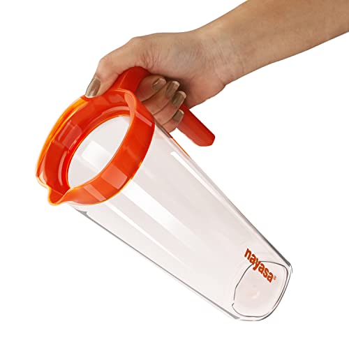 Image of Nayasa Aron 1160 ml BPA Free Leak Proof | Freezer Safe | Convienient Handle | Press & Pour Lid | Indoor and Outdoor Use | Serving for Gatherings | Plastic Water Jug - Orange