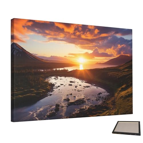 Peinture murale décorative sur toile lever de soleil esthétique sans cadre