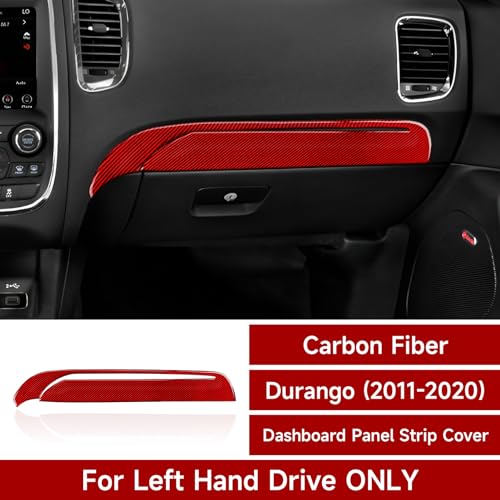 Image of Car Copilot Glove Box Cover Decals for 2011-2020 Dodge Durango Accessories Carbon Fiber Interior Stickers, Red