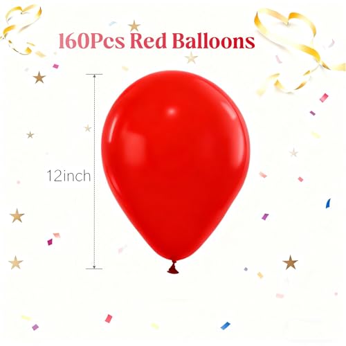 Image of 160Pcs Red Balloons 12 Inch Bulk Latex Balloon for Baby Shower Birthday Wedding Party Decorations