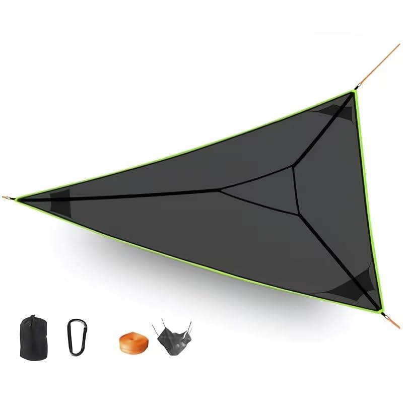 XIYU Dreieck Hängematte,Camping Hängematte für 2-3 Personen, Tragbare Outdoor Hängematte für Erwachsene mit 3 Gurten und Mesh-Taschen,Belastbar bis 400 lbs,für Garten,Camping,Reisen, 2,8 x 2,8 x 2,8 m